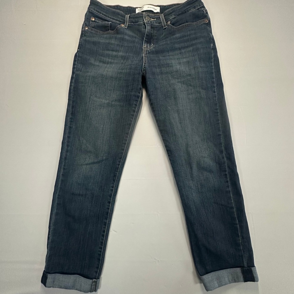 Signature Levi Strauss Mid Rise Boyfriend Jeans Dark Wash Size 10 W30 36738-0087